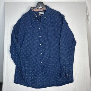 Barbour Shirt  3xl Mens Large Blue Long Sleeve Button Down Tailored Fit Pattern